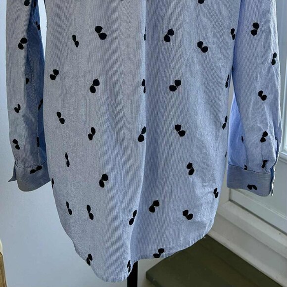 Karl Lagerfeld Paris Blue Stripe Embroidered Sunglasses Cotton Shirt – US XL - Picture 9 of 13